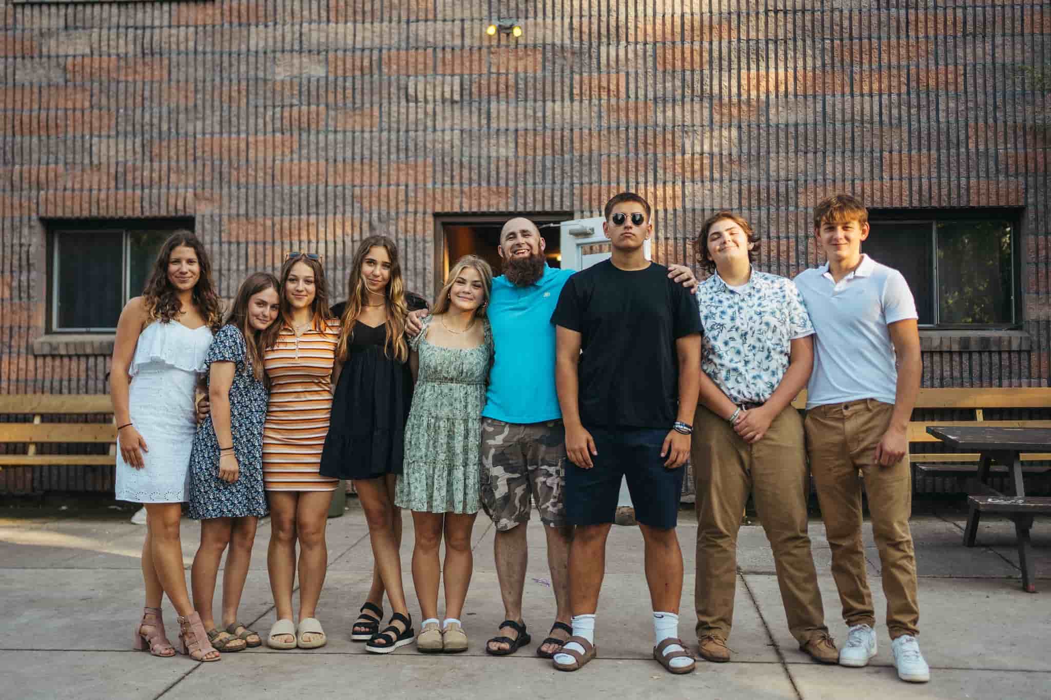 Interns smiling while working as a team
